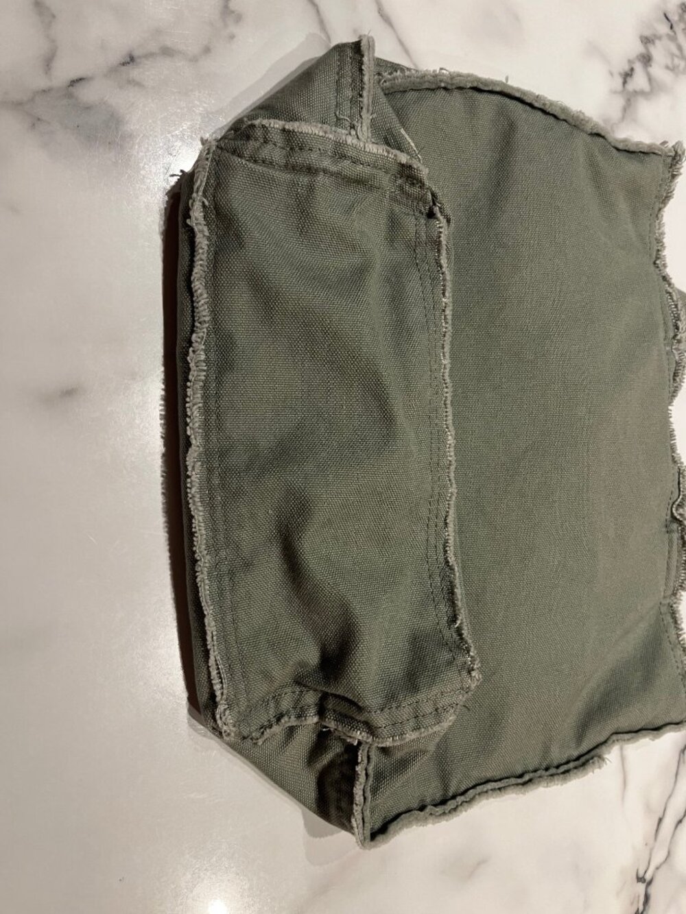 Life Is Good Olive Green Canvas Daisy Pocket Tote Bag - Picture 6 of 10